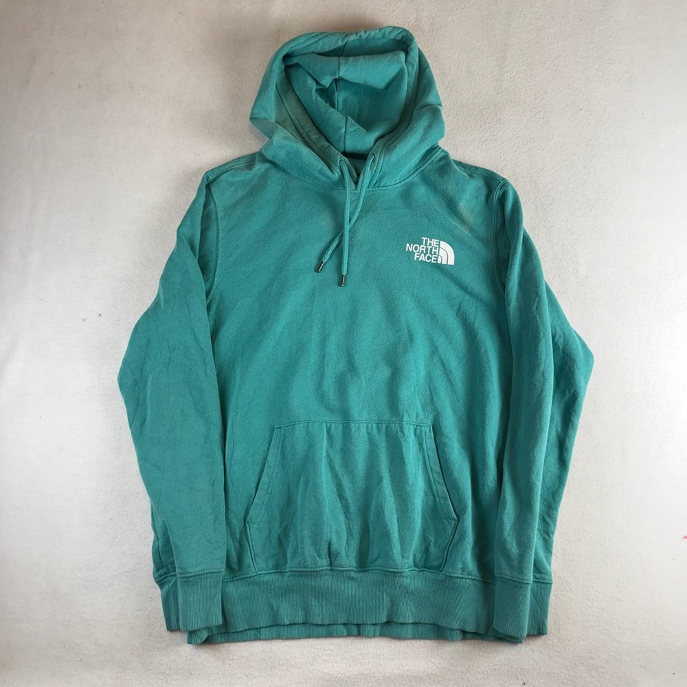 The North Face Mens Teal Green Box Logo Never Stop Exploring Hoodie Large